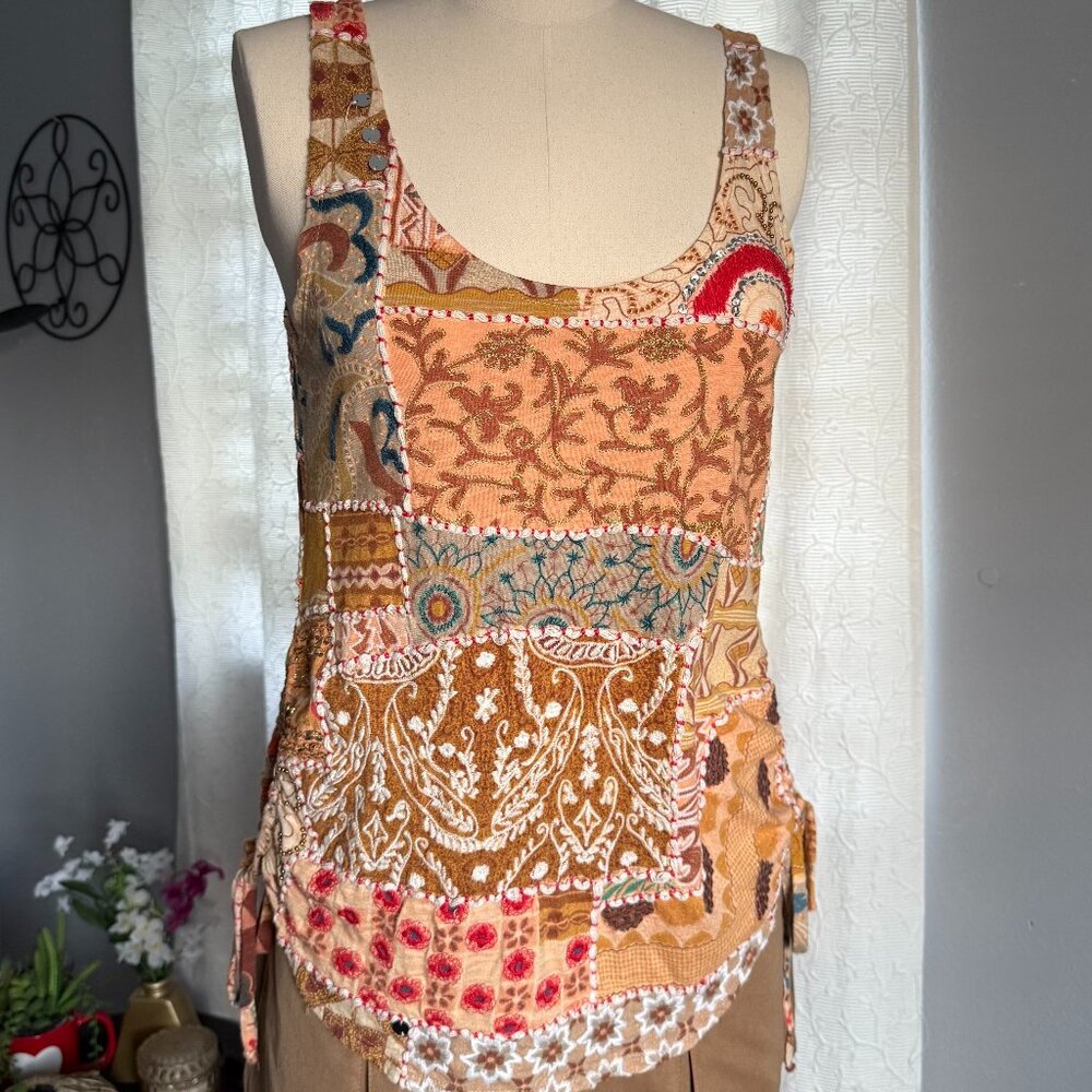 Embroidered Patchwork Tank Top Indie Boho Y2K Tank